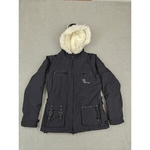 Roxy X-Series Ski Jacket Womens Medium Black Faux Fur Lined Hooded Insulated